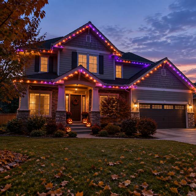 Permanent lights set to orange for Halloween